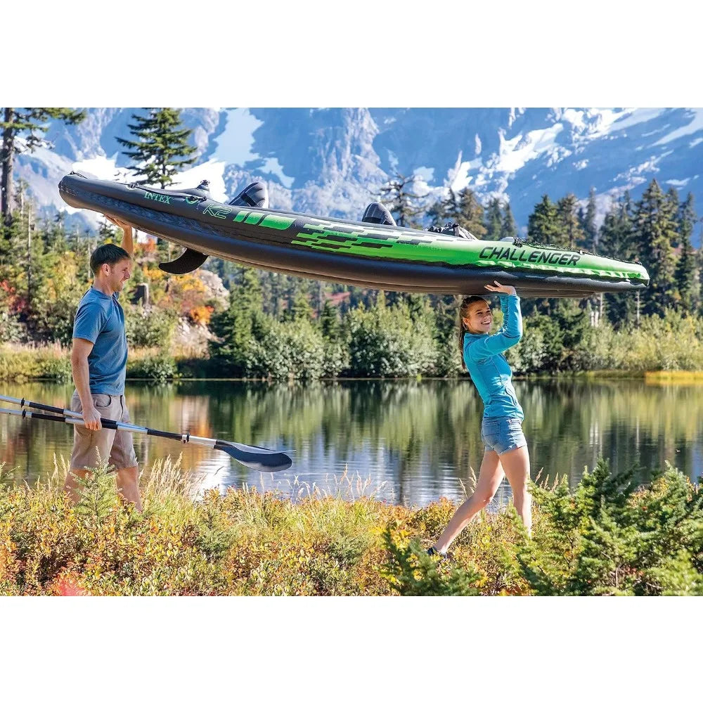 2-person Challenger Inflatable Kayak Series - Deluxe 86in Paddles, High-Output Pump Included