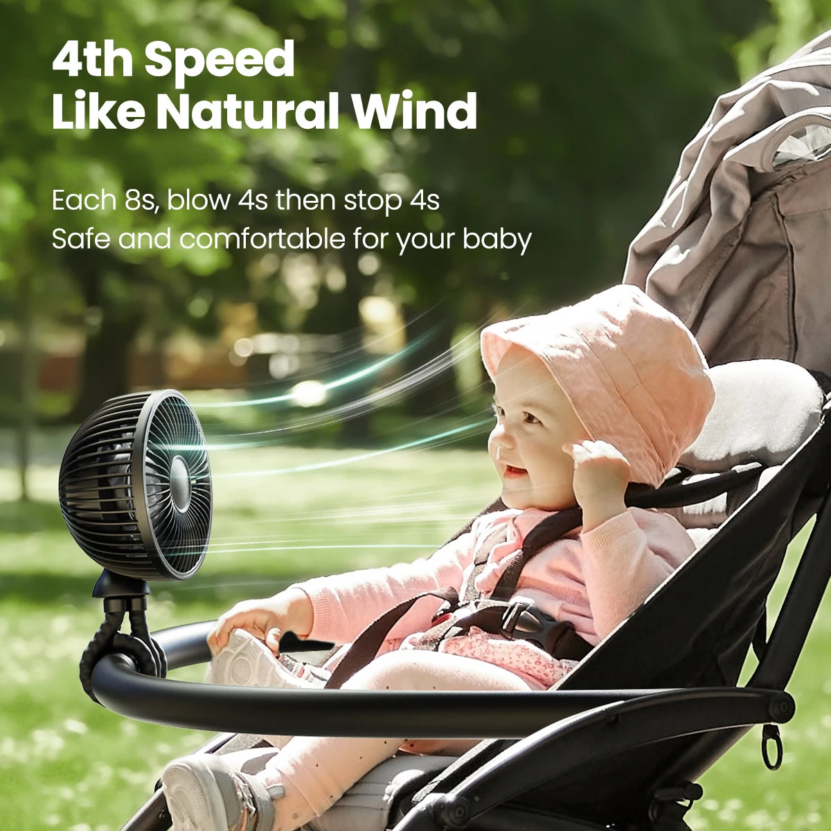 Mini Portable beach, camping, stroller Fan with Light