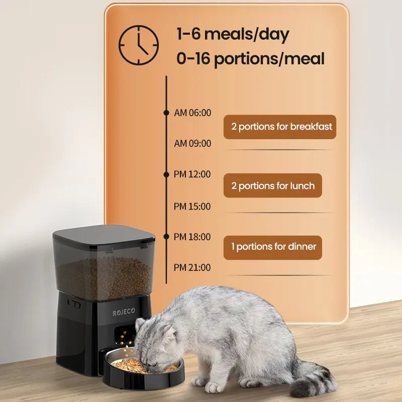 ROJECO Automatic Pet Feeder - Smart Control for Cats and Dogs