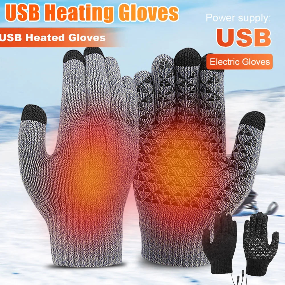 USB Heating Gloves Touch Screen Winter Gloves