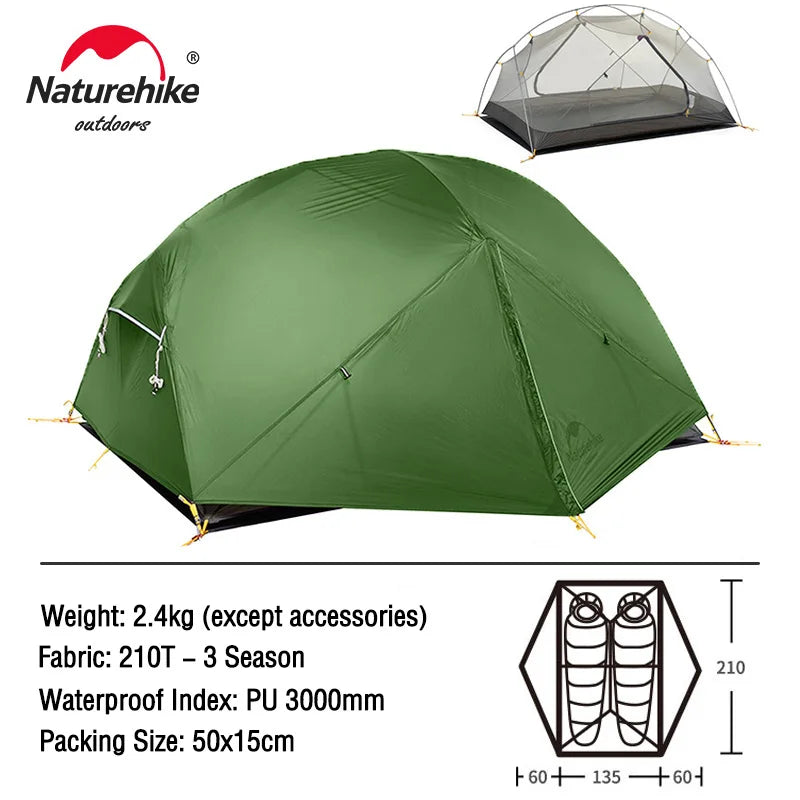 Naturehike Mongar 2-Person Ultralight Tent - Waterproof for Camping and Backpacking