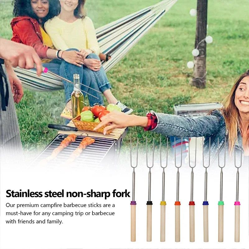 Telescoping Stainless Steel BBQ Forks - Set of 8