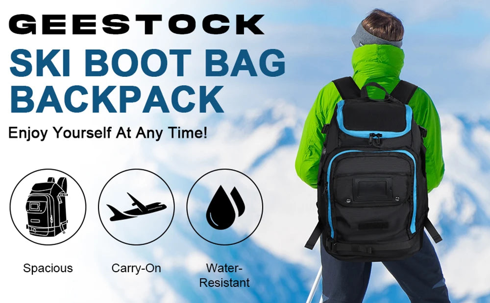 Travel Ski Boot Bag Backpack - Waterproof with Dry-Wet Separation for Gear