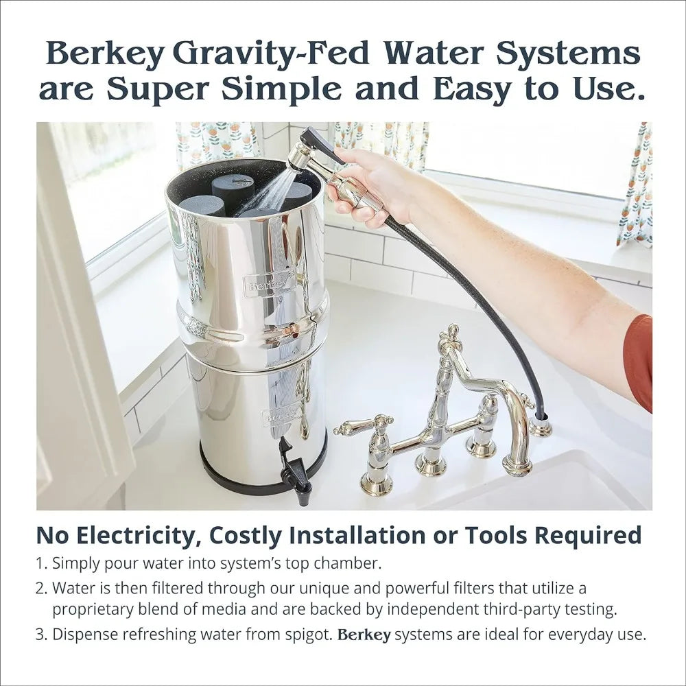 Travel Berkey Gravity-Fed Water Filter with 2 Black Berkey Elements-1.5 Gallons