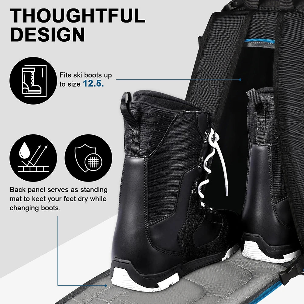 Travel Ski Boot Bag Backpack - Waterproof with Dry-Wet Separation for Gear