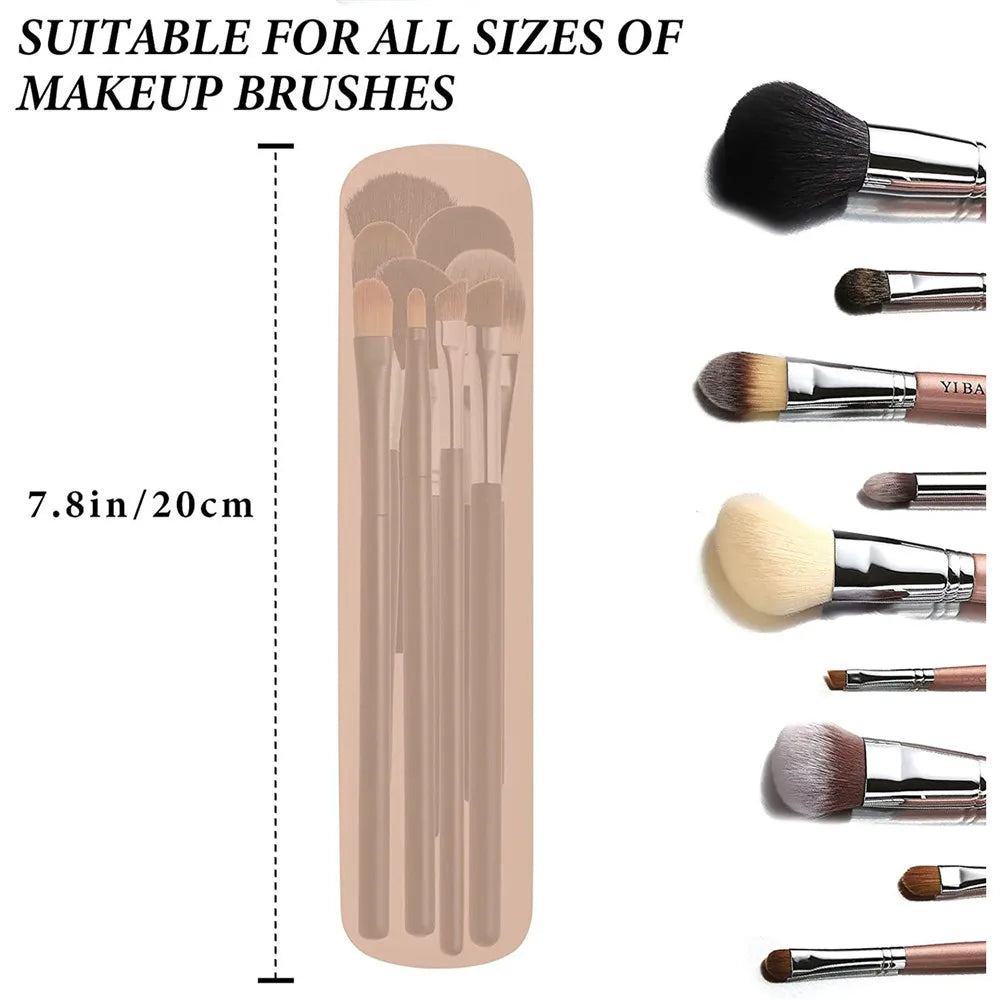Portable Silicone Makeup Brush Holder - Travel Organizer and Storage