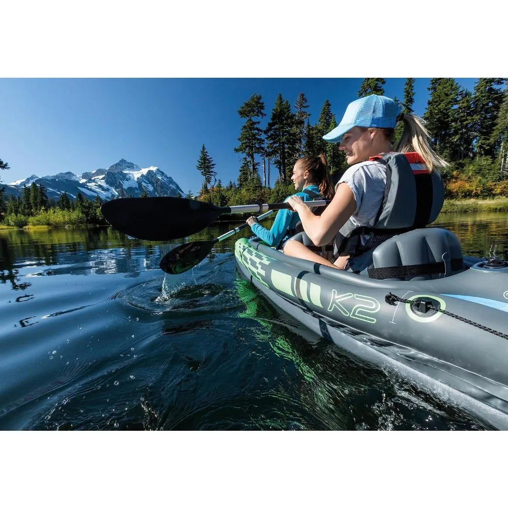 2-person Challenger Inflatable Kayak Series - Deluxe 86in Paddles, High-Output Pump Included