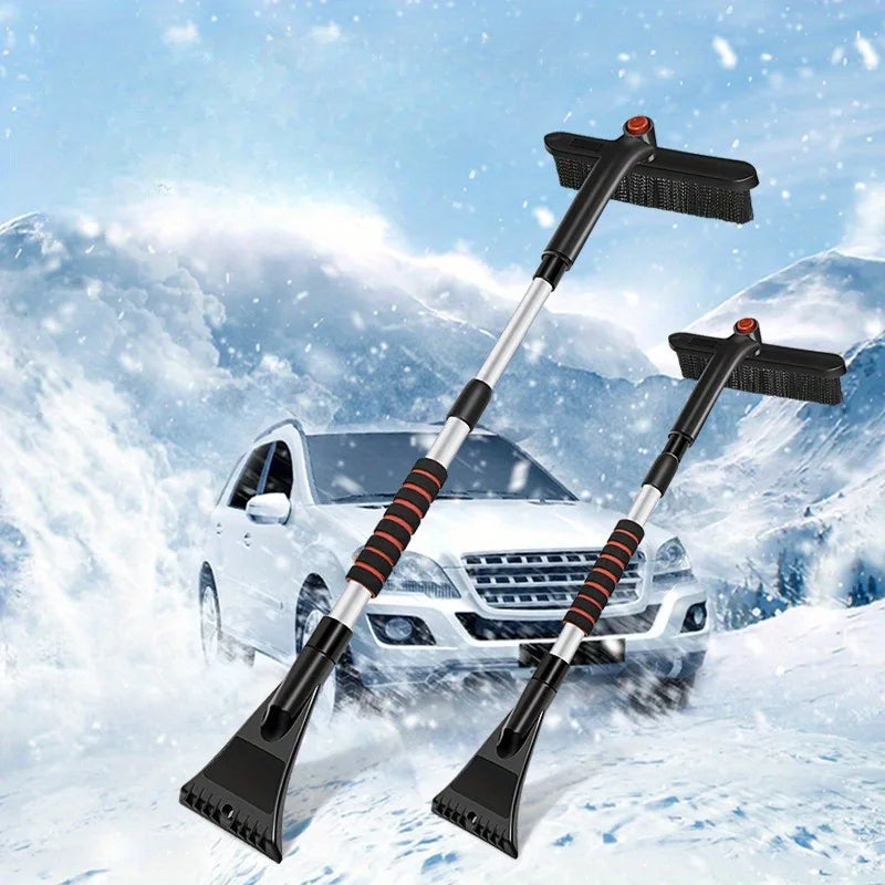 Telescopic Snow Shovel & Brush - Rotatable Multi-Use Tool for Ice Removal and Car Cleaning