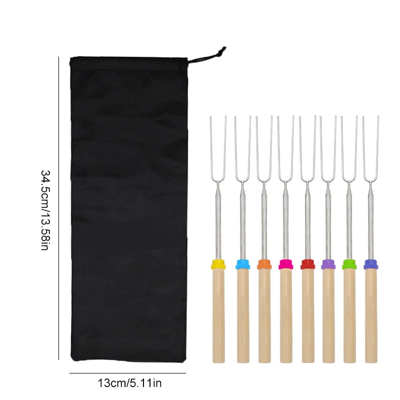 Telescoping Stainless Steel BBQ Forks - Set of 8