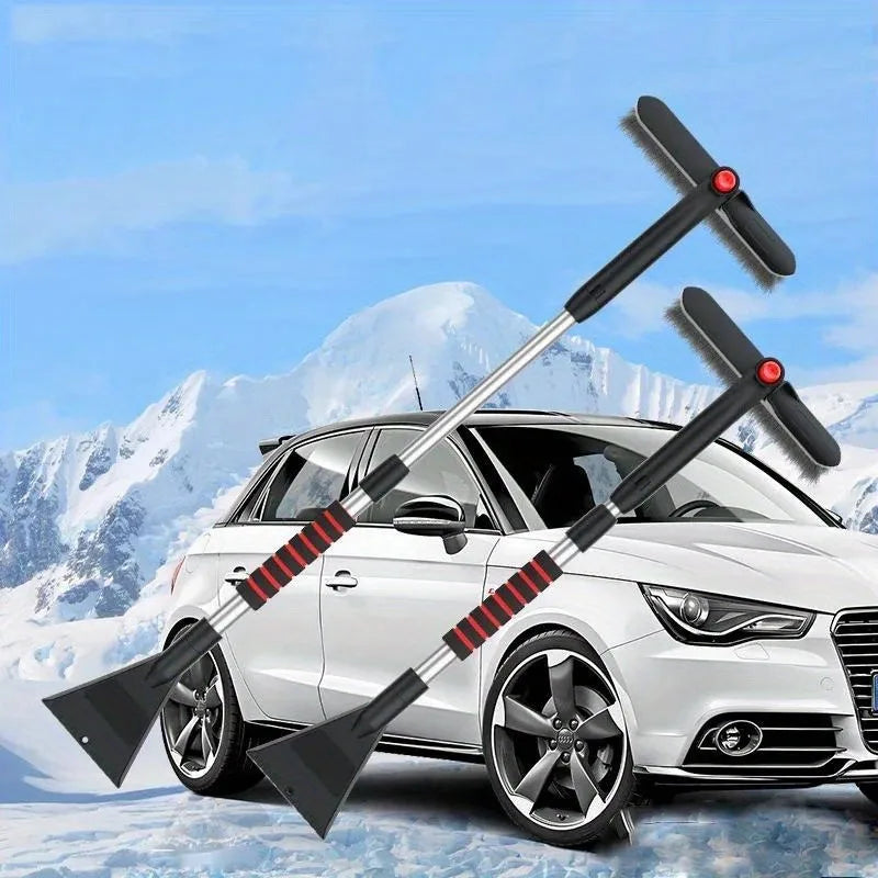 Telescopic Snow Shovel & Brush - Rotatable Multi-Use Tool for Ice Removal and Car Cleaning