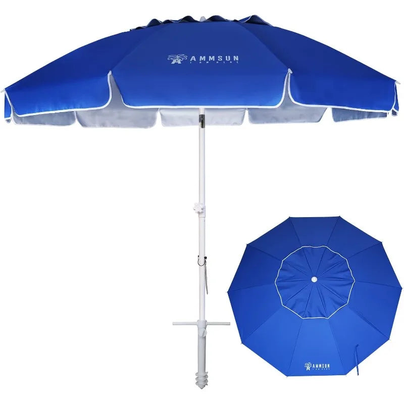 8FT Large Beach Umbrella - Portable with UPF50+ UV Protection
