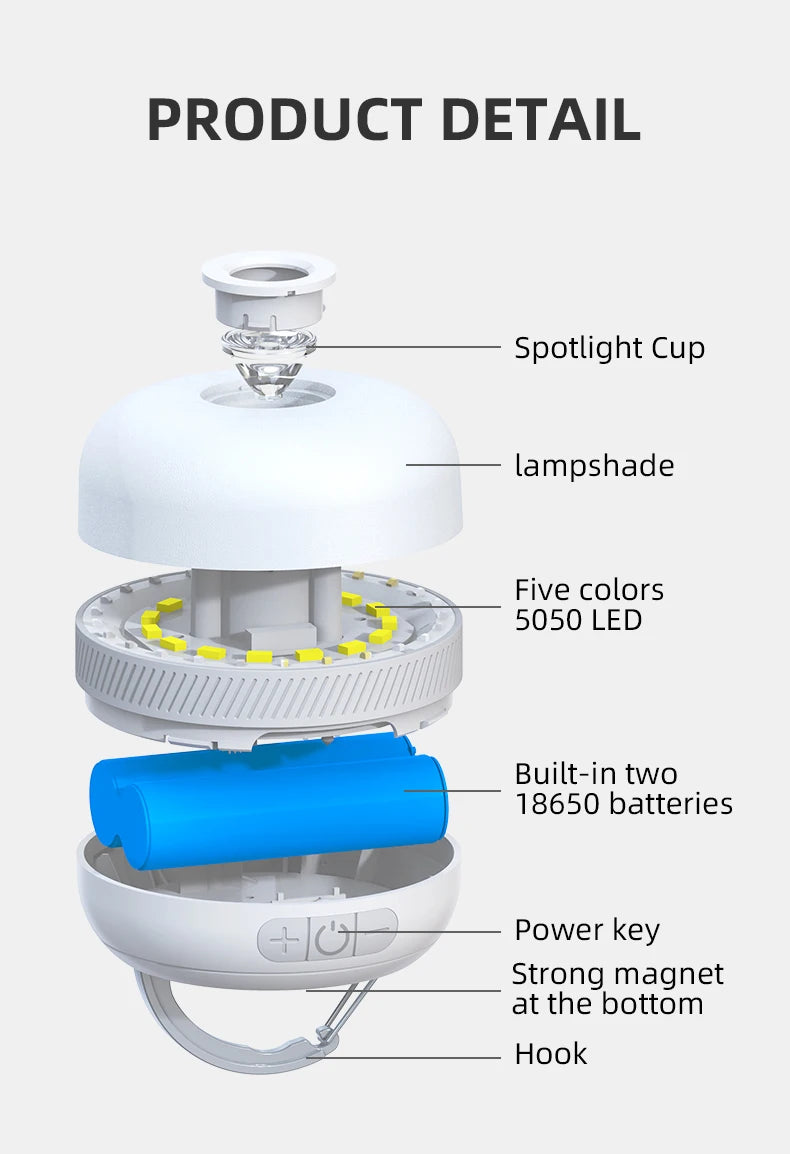 Rechargeable LED Camping Lantern - 230-Hour Portable Light with Magnet