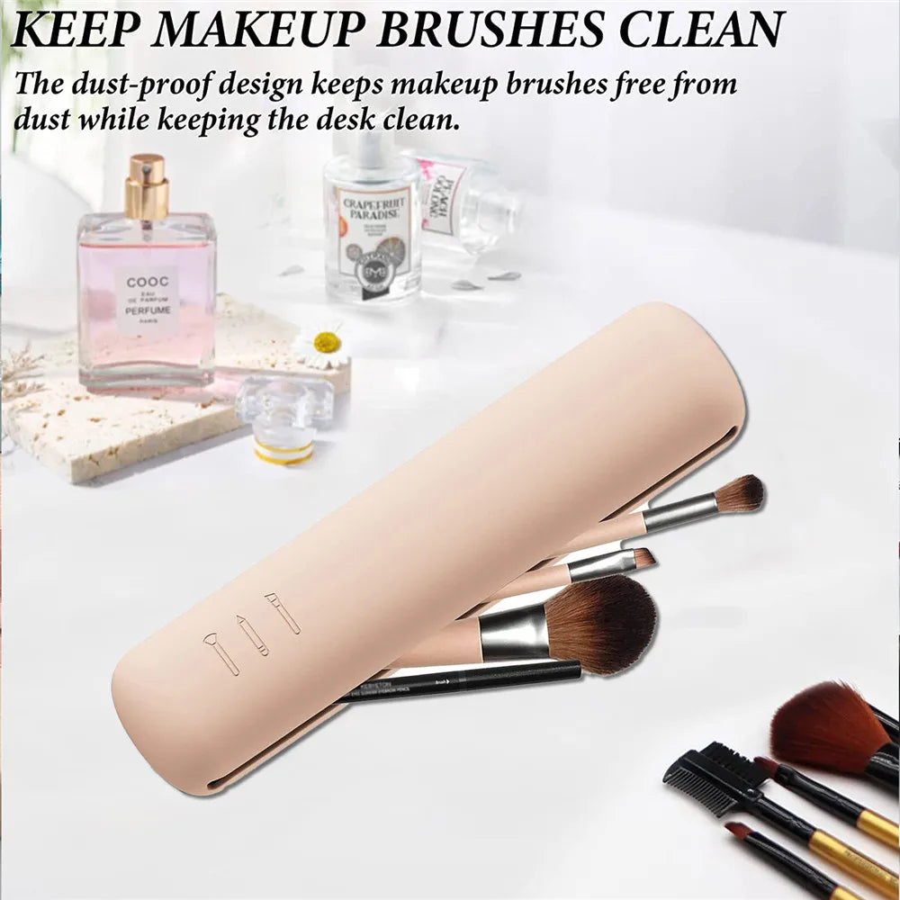 Portable Silicone Makeup Brush Holder - Travel Organizer and Storage