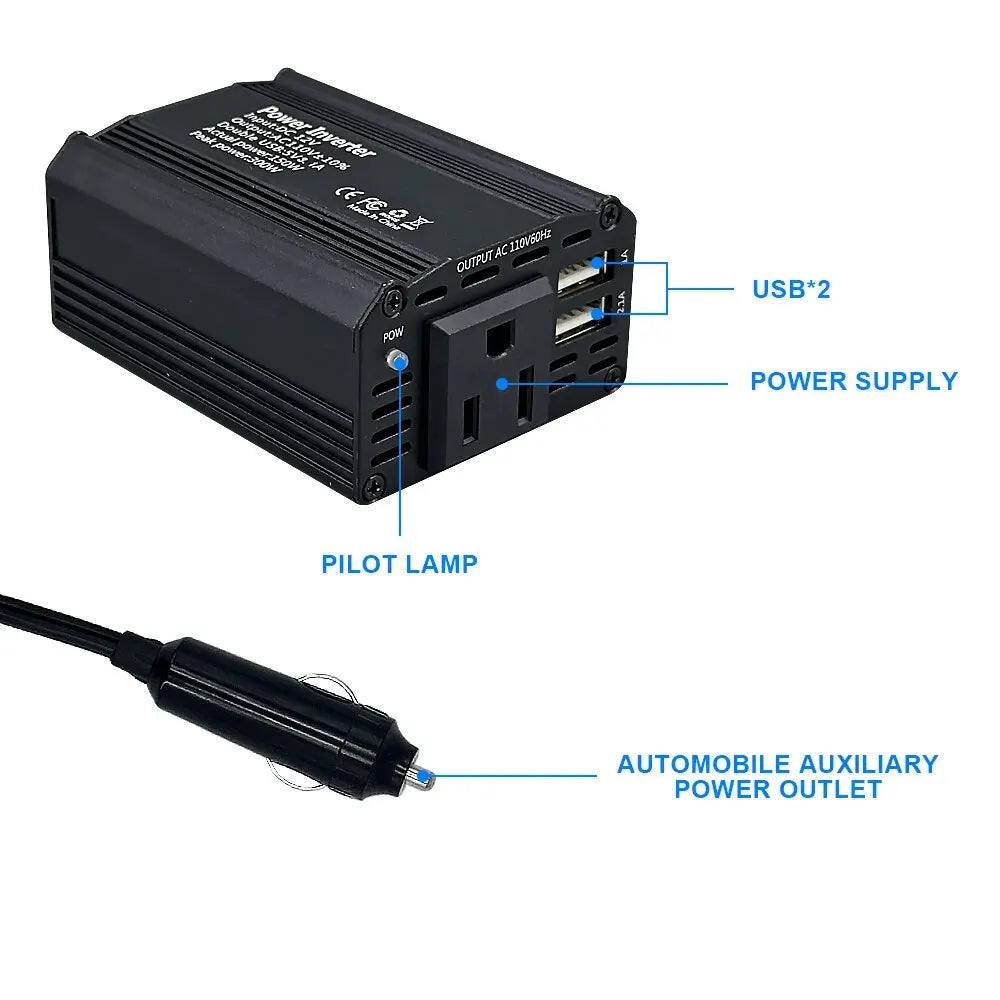 300W Power Car Invertor - USB Car Adapter Convertor