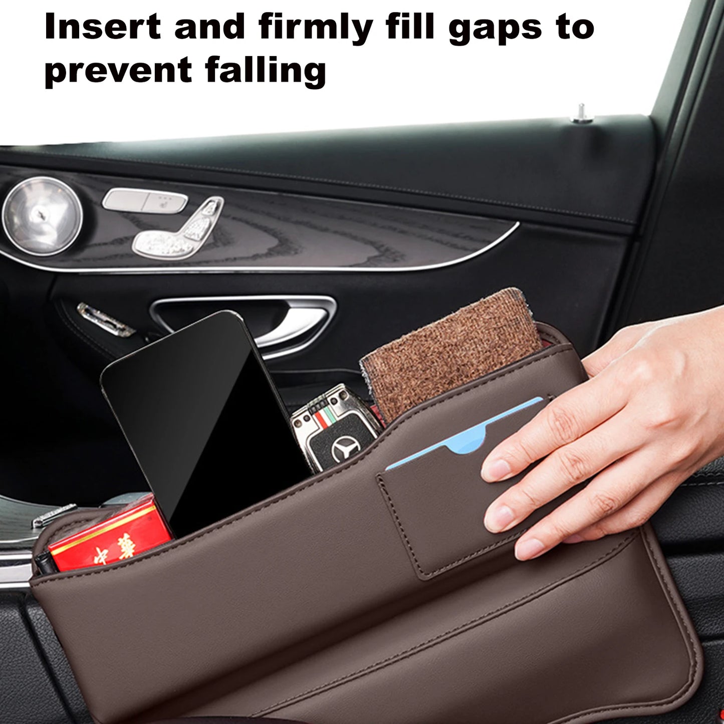 Multifunction Leather Car Seat Gap Organizer