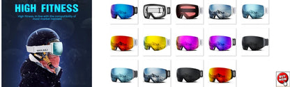 OTG Ski Goggles - Anti-Fog Double-Layer Lens for Snowboarding and Snowmobile