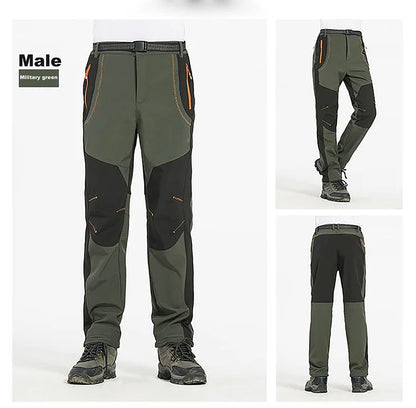 Men's Winter Pants - Thick Fleece, Waterproof & Windproof for Skiing, Trekking, and Camping