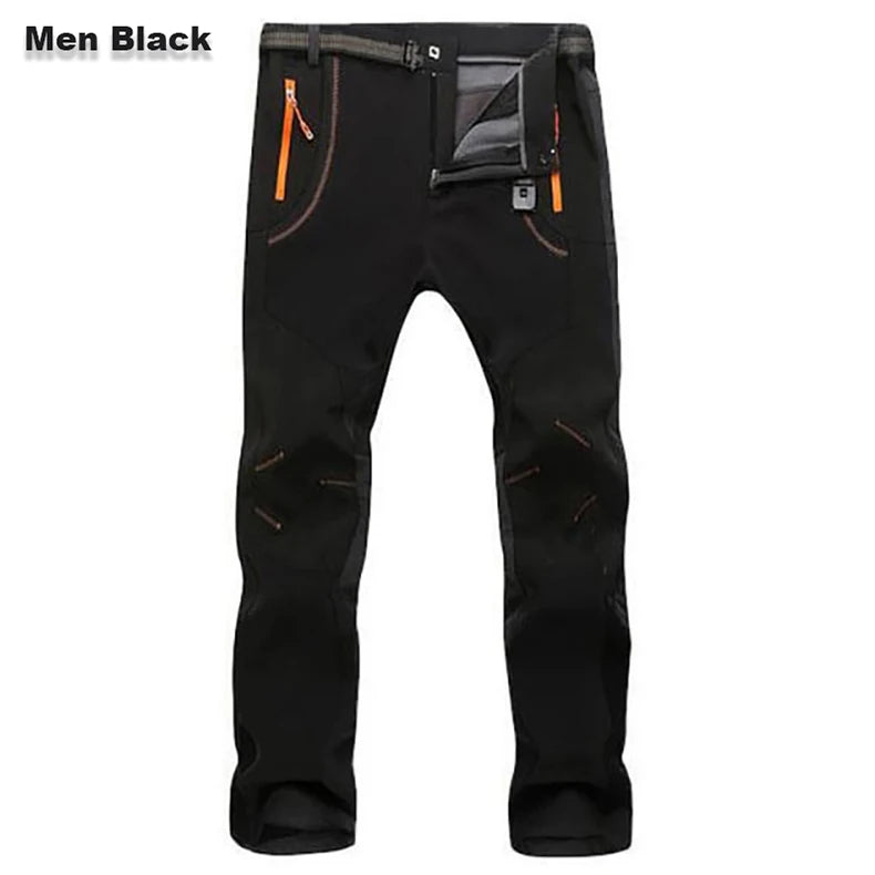 Men's Winter Pants - Thick Fleece, Waterproof & Windproof for Skiing, Trekking, and Camping