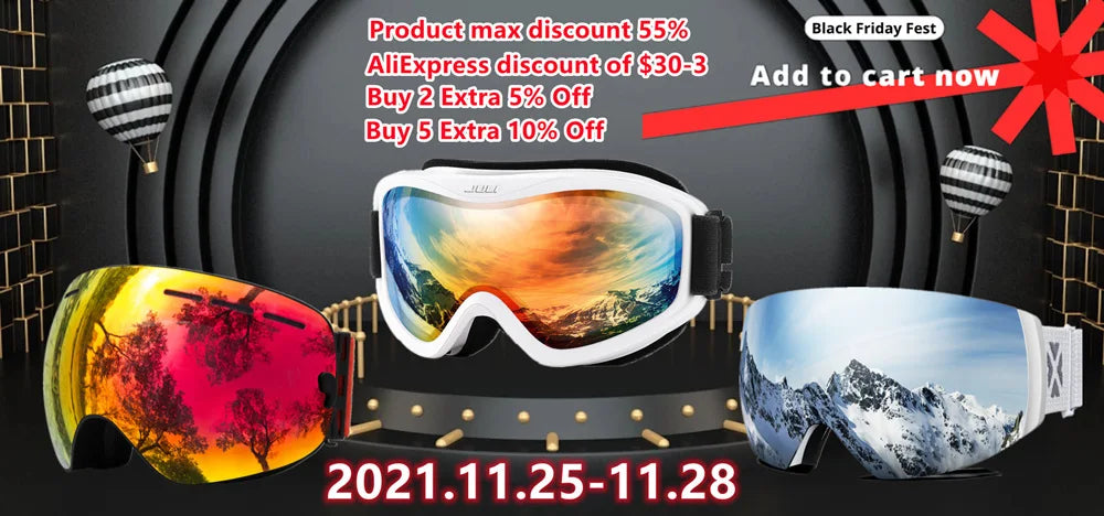 OTG Ski Goggles - Anti-Fog Double-Layer Lens for Snowboarding and Snowmobile