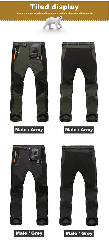 Men's Winter Pants - Thick Fleece, Waterproof & Windproof for Skiing, Trekking, and Camping