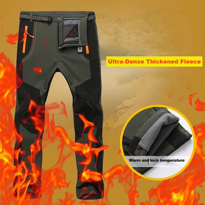 Men's Winter Pants - Thick Fleece, Waterproof & Windproof for Skiing, Trekking, and Camping