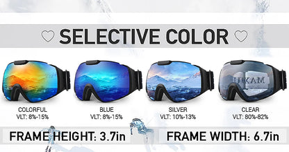 OTG Ski Goggles - Anti-Fog Double-Layer Lens for Snowboarding and Snowmobile