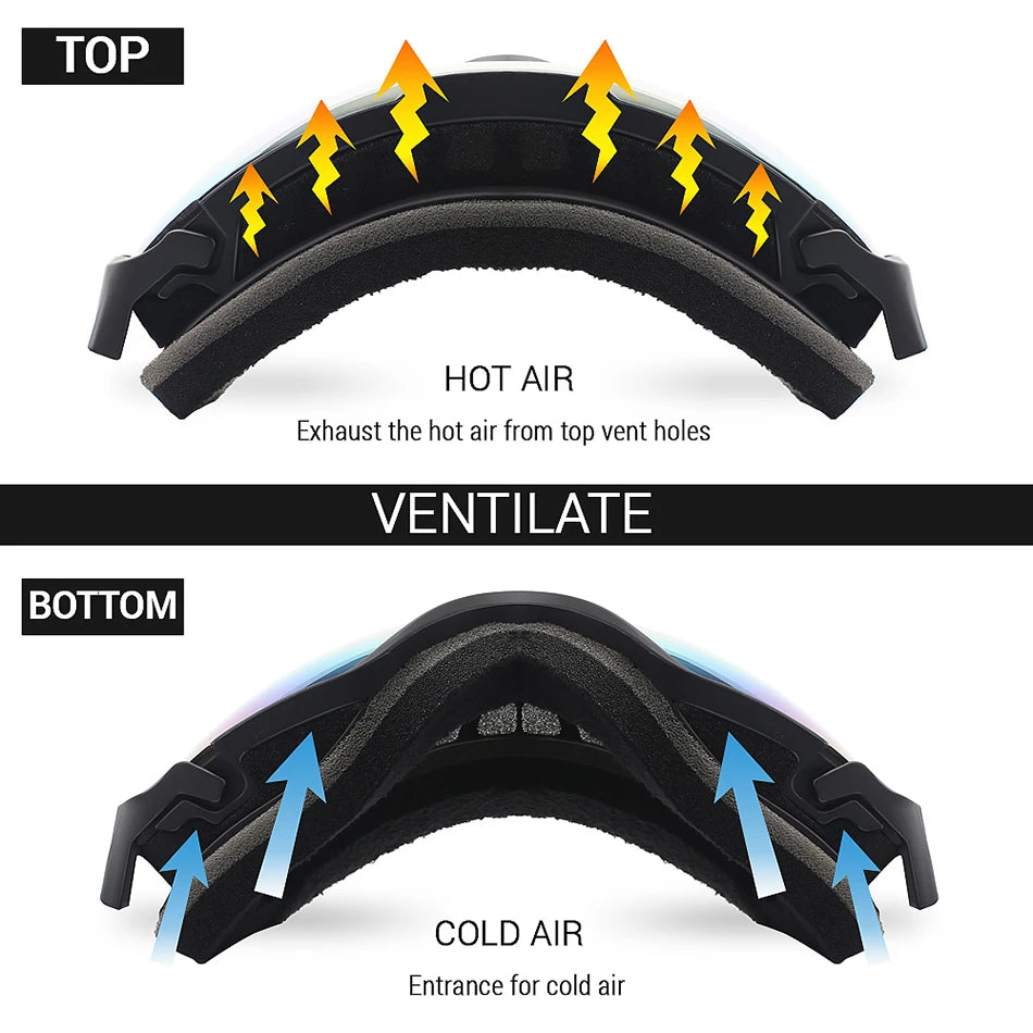 OTG Ski Goggles - Anti-Fog Double-Layer Lens for Snowboarding and Snowmobile