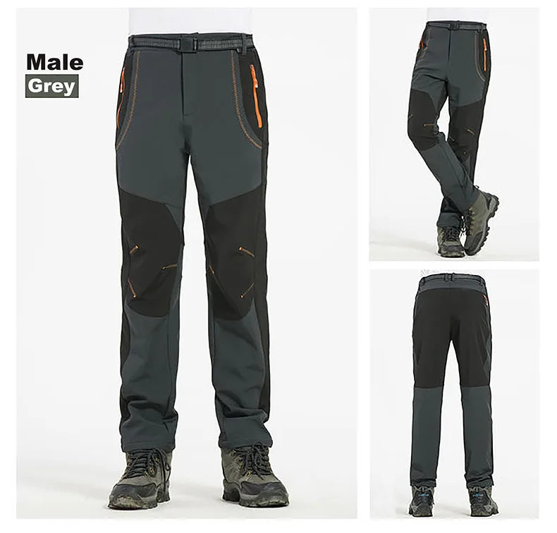 Men's Winter Pants - Thick Fleece, Waterproof & Windproof for Skiing, Trekking, and Camping