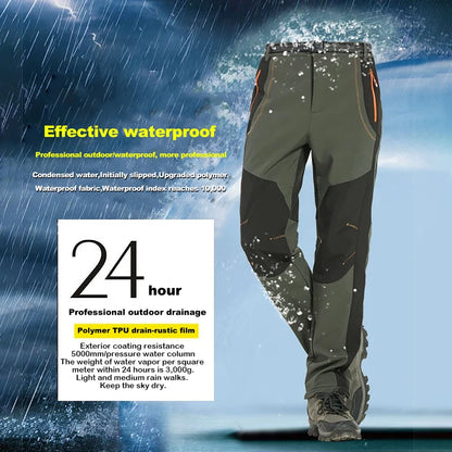 Men's Winter Pants - Thick Fleece, Waterproof & Windproof for Skiing, Trekking, and Camping