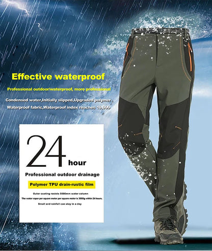 Men's Winter Pants - Thick Fleece, Waterproof & Windproof for Skiing, Trekking, and Camping