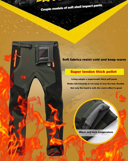 Men's Winter Pants - Thick Fleece, Waterproof & Windproof for Skiing, Trekking, and Camping