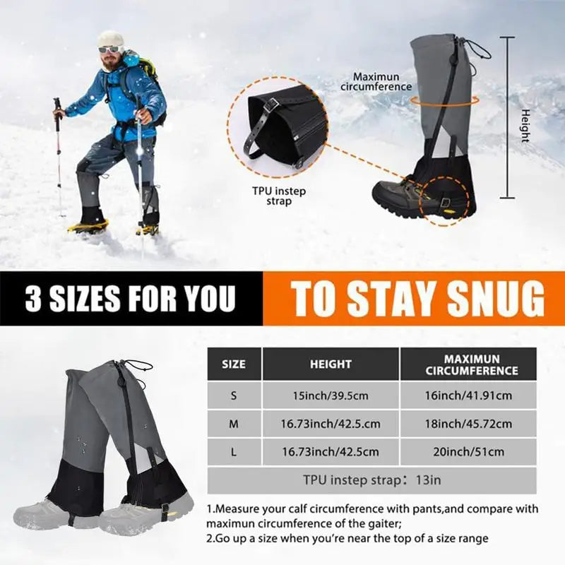Outdoor Travel Leg Warmers - Waterproof Hiking Gaiters for Snow, Climbing, and Camping