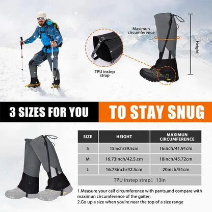 Outdoor Travel Leg Warmers - Waterproof Hiking Gaiters for Snow, Climbing, and Camping