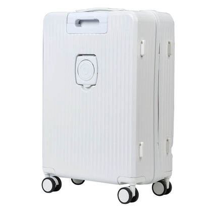 24-Inch Carry-On Suitcase - Front Open with Lock, Cup Holder, and USB-C Port