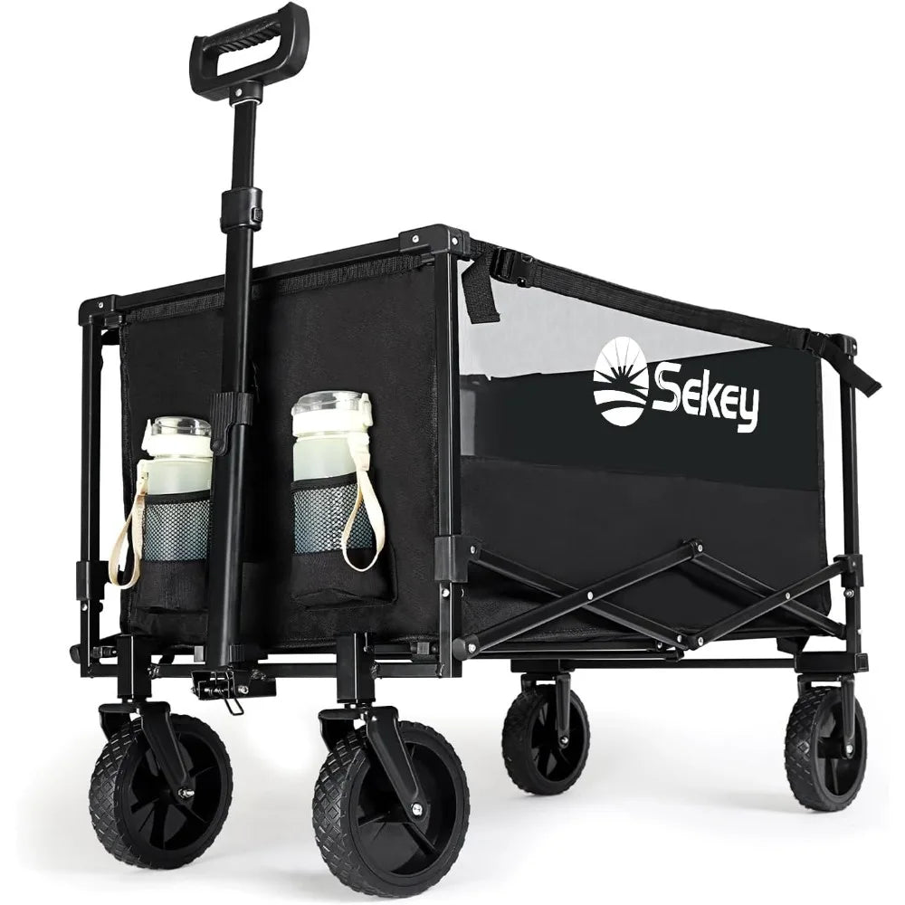 Collapsible Foldable Wagon - Heavy Duty Utility Cart with All-Terrain Beach Wheels