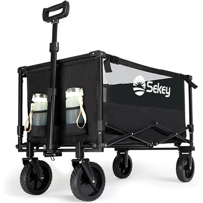 Collapsible Foldable Wagon - Heavy Duty Utility Cart with All-Terrain Beach Wheels