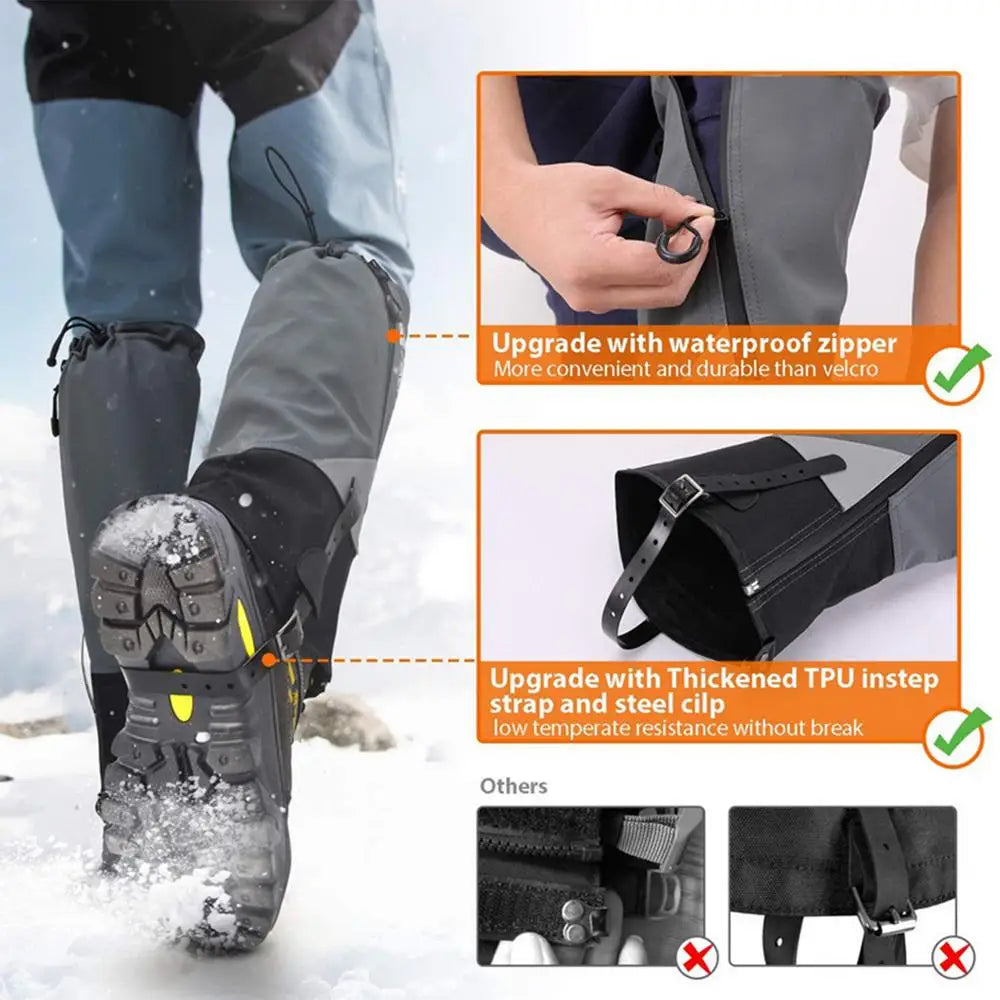 Outdoor Travel Leg Warmers - Waterproof Hiking Gaiters for Snow, Climbing, and Camping