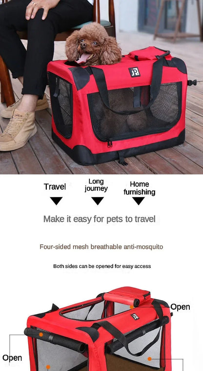 Folding Pet Cage for Medium and Large Dogs - Travel Kennel and Carrying Bag