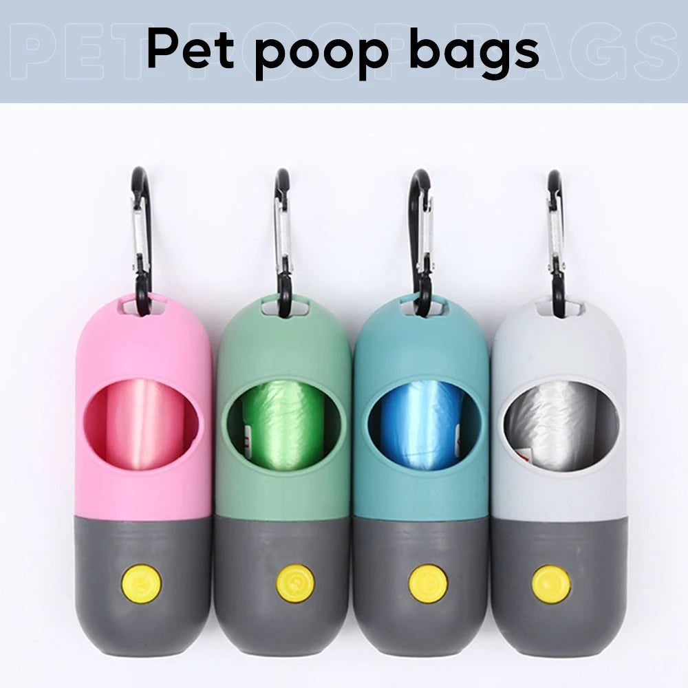 LED Light Dog Poop Bag Dispenser - Degradable Waste Bags