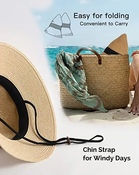 FURTALK Women's Summer Straw Hat - Wide Brim for Beach UV Protection