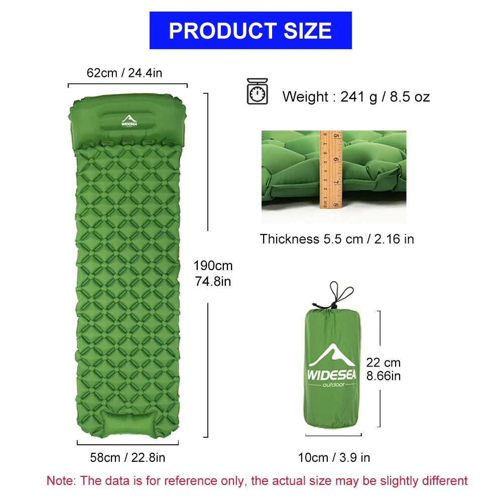 Widesea Camping Press-Type Inflatable Mattress - Waterproof Outdoor Sleeping Pad