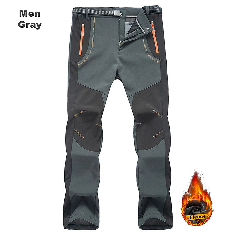 Men's Winter Pants - Thick Fleece, Waterproof & Windproof for Skiing, Trekking, and Camping