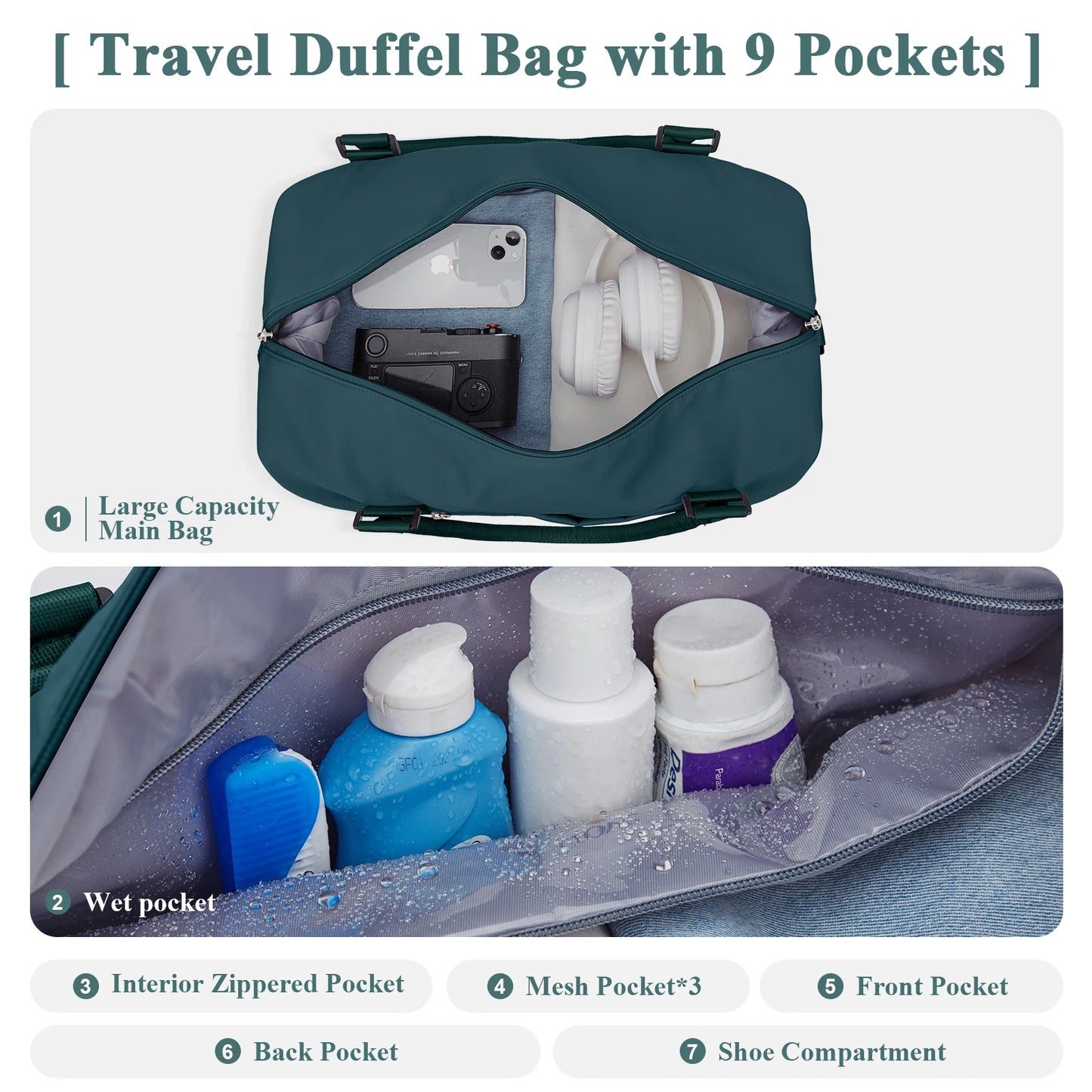 Travel Duffel Bag with Trolley Sleeve