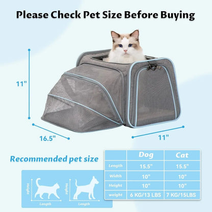 Petsfit Expandable Cat Carrier - Airline Approved Soft-Sided Pet Travel Carrier