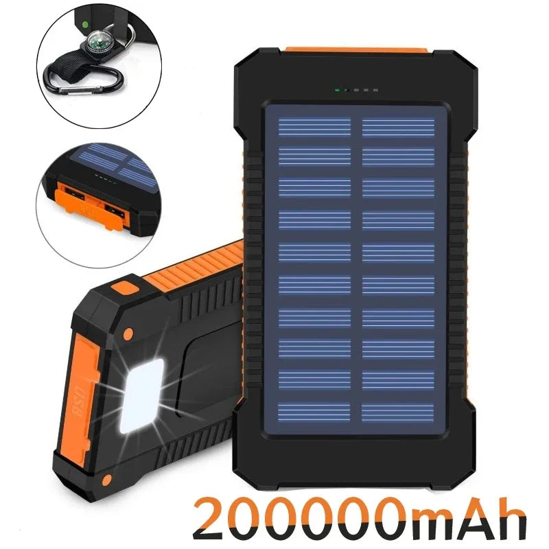 Portable Large Capacity Solar Power Bank 200000mAh