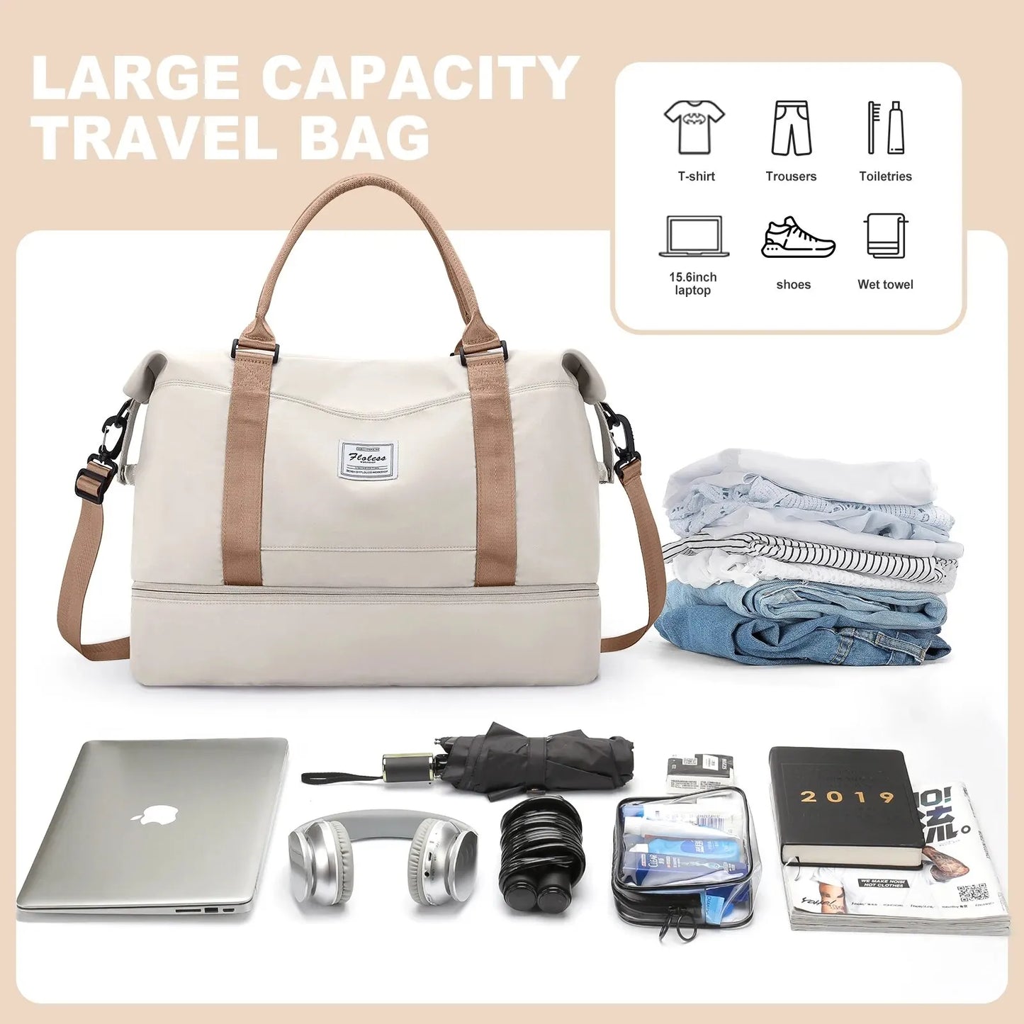 Likros Duffel Travel Bag with Shoes Compartment