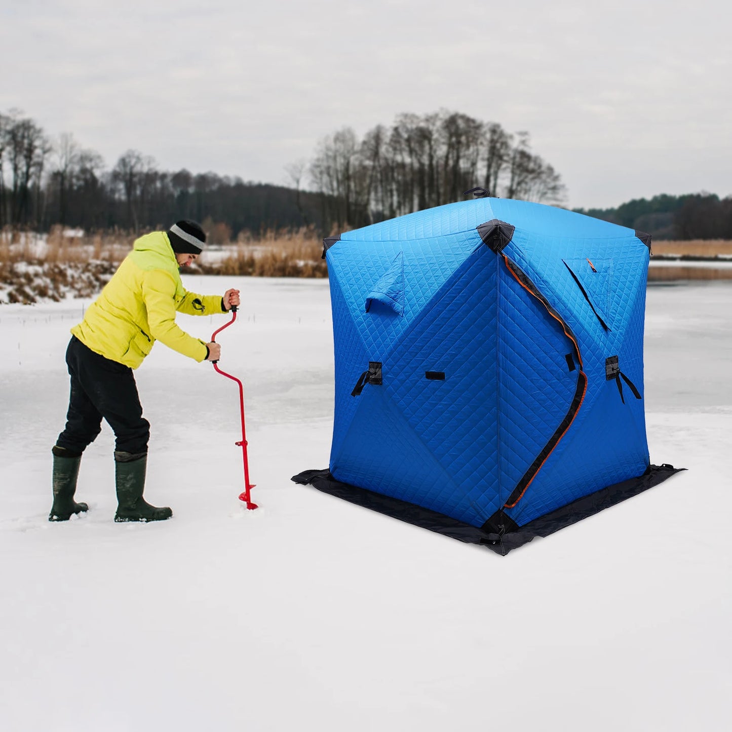 Winter Camping Tent -Portable Insulated Ice Fishing Shelter for 2-3 People