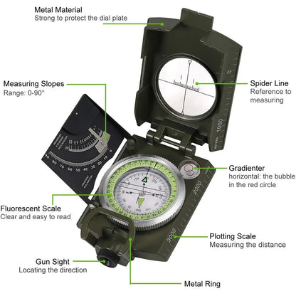 Military Compass - Outdoor Survival Gear for Camping and Hiking