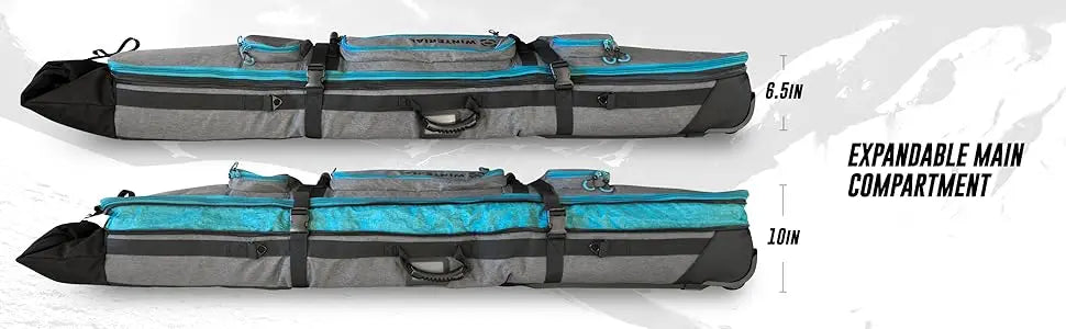 Expandable Snowboard and Ski Bag with Wheels, Fits 2 Boards or 2 Sets of Skis