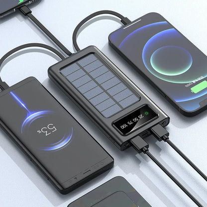 200,000mAh Solar Power Bank - Fast Charging with Built-in Cable for Outdoor Use